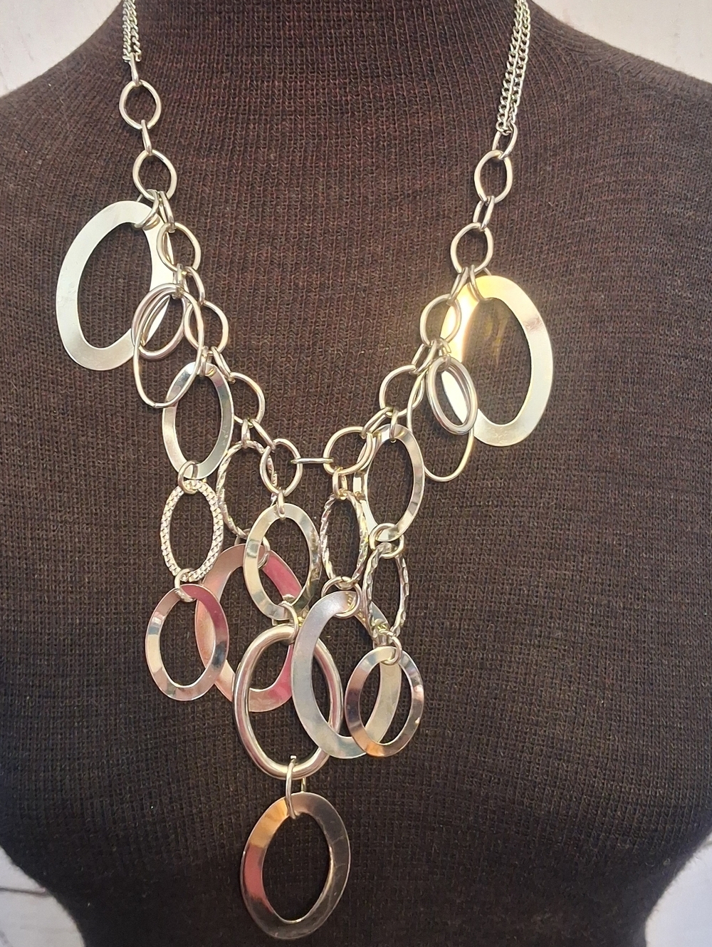 Paparazzi Silveryone Multi Oval Ring Statement Necklace - Women Jewelry